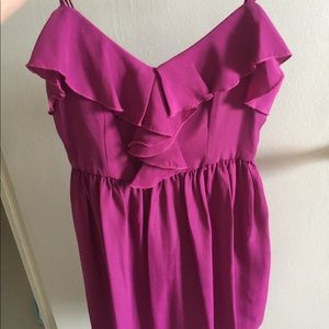 A Fuchsia pink satin glam dress